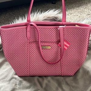 Small pink genuine leather Victoria’s Secret tote.